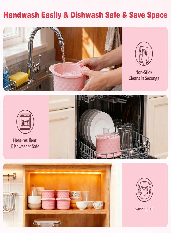 Ycgcp Silicone Microwave Steamer Pot with Handle & Lid, 30oz Microwave Steamer Bowl for Baby Food/Vegetables/Fish,Oven & Dishwasher Safe to 480°F, Easy Clean, 100% Food Grade (Light Pink) - Image 5